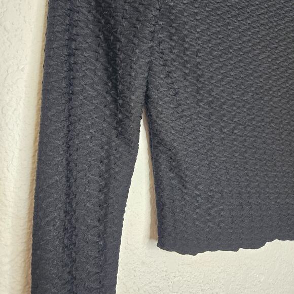 NA-KD Womens Structure Knit High Neck Cropped Top XXS Black Long Sleeve Stretch - Picture 4 of 12